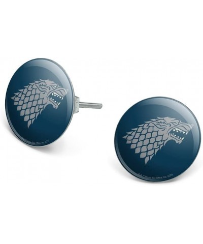 Game of Thrones Stark Sigil Novelty Silver Plated Stud Earrings Chrome $10.79 Earrings