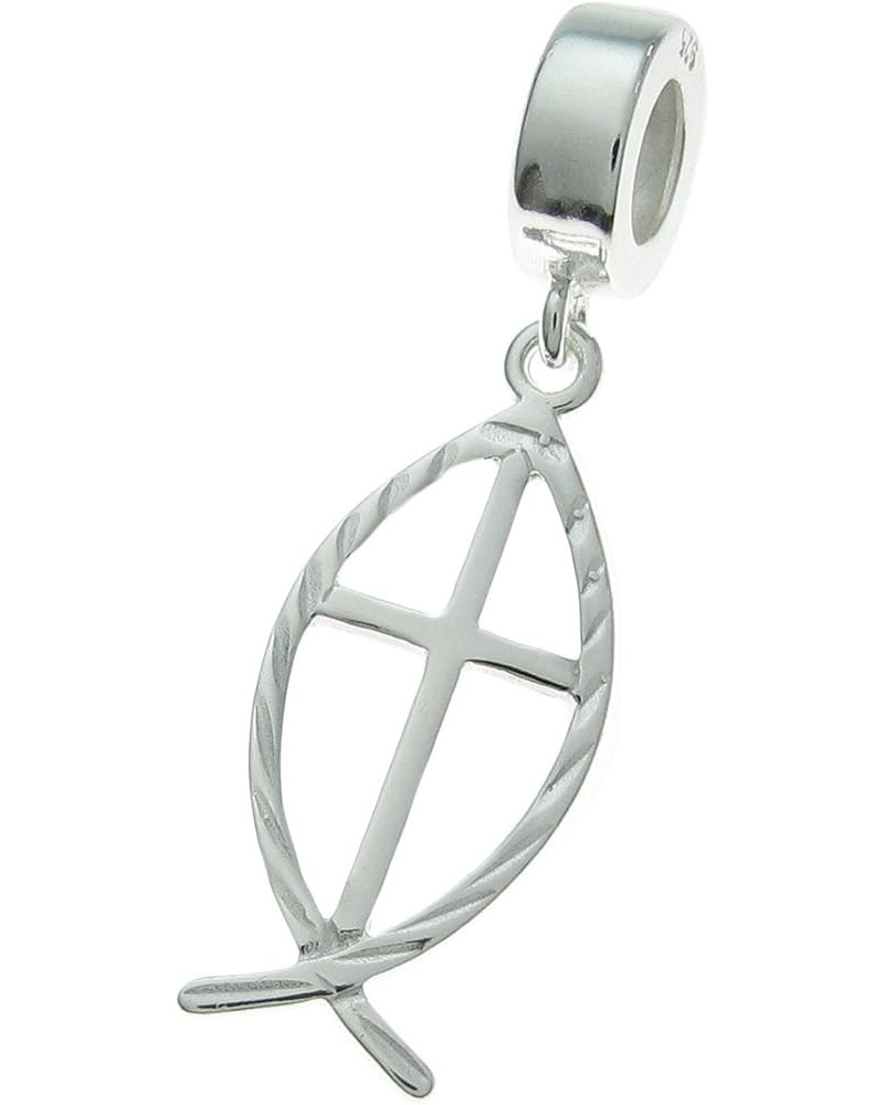 925 Sterling Silver Christian Cross Bible Faith Religious Bead For European Charm Bracelets Fish Cross Dangle Faith Charm $12...