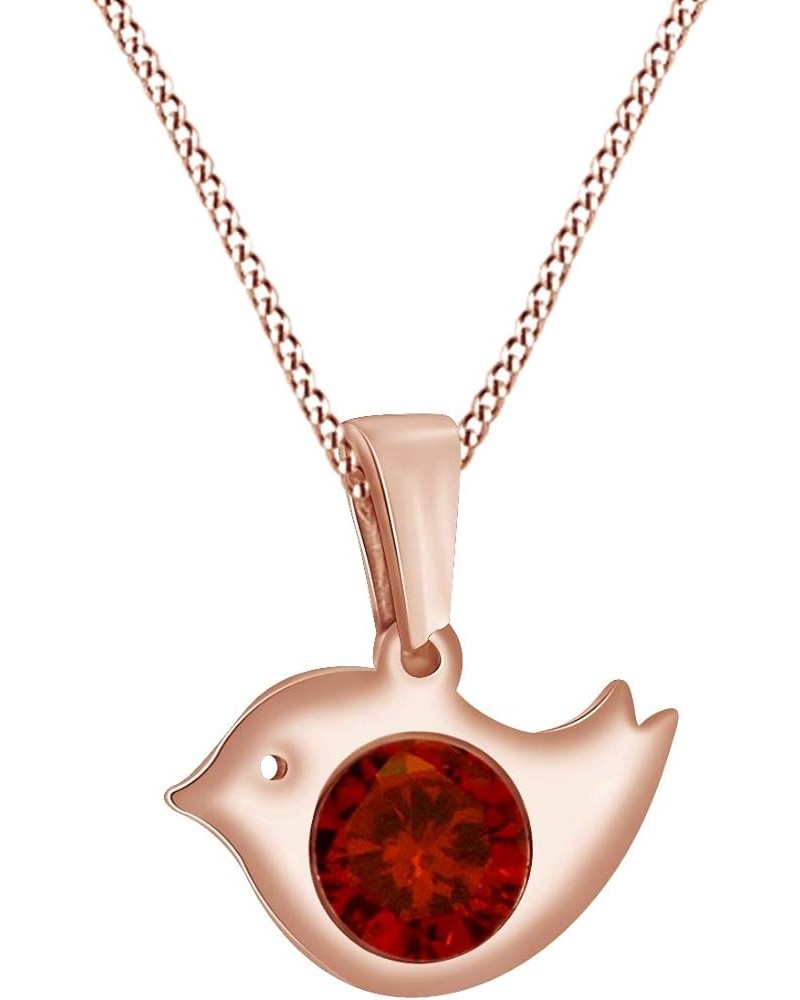 14K Gold Over Sterling Silver Bird Pendant Necklace Garnet rose-gold-plated-silver $25.95 Necklaces