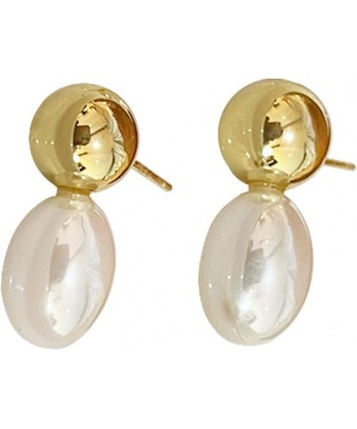 Gold Pearl Drop Earrings for Women - Simple Statement Pearl Earrings Stud Bridal Small Drop Earrings Gold-C $5.83 Earrings