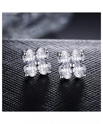 Four Leaf Clover Studs Women's Zircon Earrings 925 Sterling Silver Jewelry $12.32 Earrings