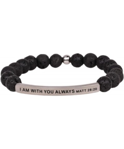 Faith Collection Unisex Stretchable Bracelets (I AM WITH YOU ALWAYS MATT 28:20) Lava Stone Medium (7.1-8 inches) $45.02 Brace...