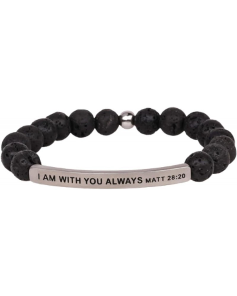 Faith Collection Unisex Stretchable Bracelets (I AM WITH YOU ALWAYS MATT 28:20) Lava Stone Medium (7.1-8 inches) $45.02 Brace...