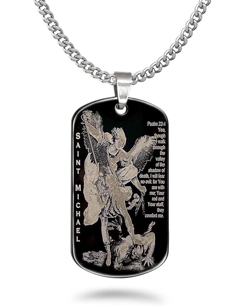 Stainless Steel Dog Tag Saint Michael ArchAngel Psalm 23:4 Personalized Necklace Stainless Steel Chains SSN835 NO Back Engrav...