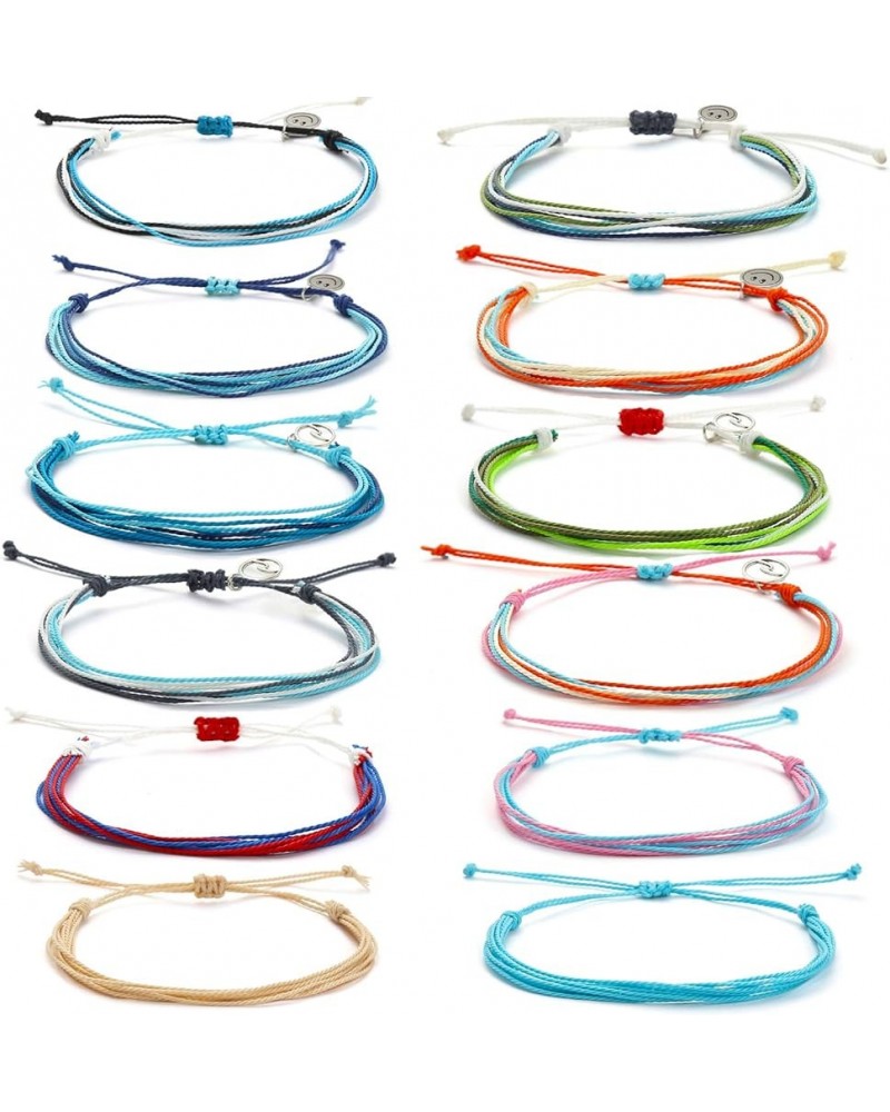 Surf String Wave Bracelets for Women Girls Boho Handmade Waterproof Adjustable Braided Beach Surfer Bracelets Set B $7.79 Bra...