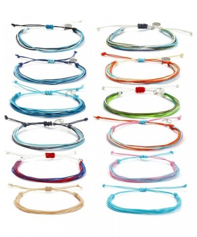 Surf String Wave Bracelets for Women Girls Boho Handmade Waterproof Adjustable Braided Beach Surfer Bracelets Set B $7.79 Bra...