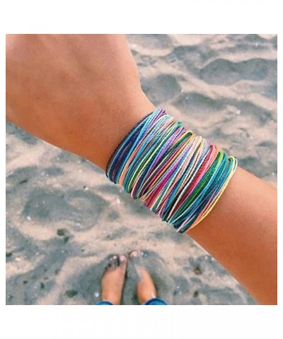 Surf String Wave Bracelets for Women Girls Boho Handmade Waterproof Adjustable Braided Beach Surfer Bracelets Set B $7.79 Bra...