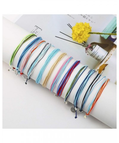 Surf String Wave Bracelets for Women Girls Boho Handmade Waterproof Adjustable Braided Beach Surfer Bracelets Set B $7.79 Bra...