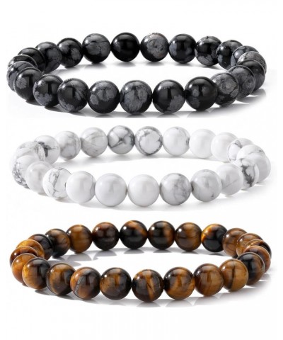 Mens Beaded Bracelets Matte Lava Rock Volcanic Stone Beads for Women Stretch Bracelet Fashion Jewelry White,Grey,Brown $9.71 ...