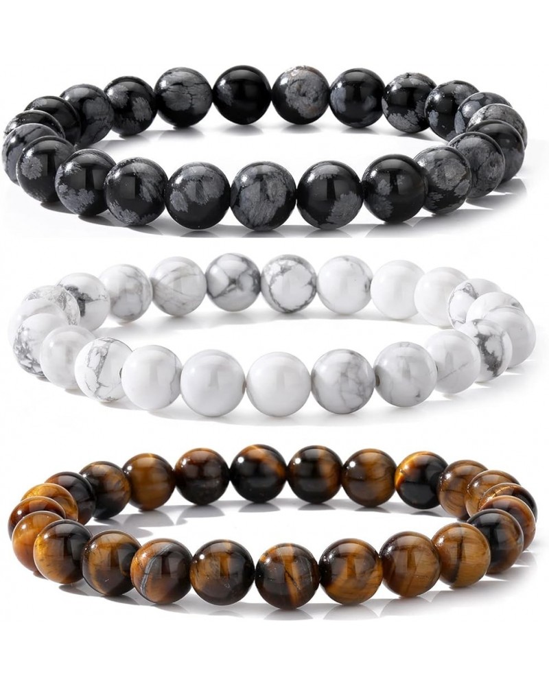 Mens Beaded Bracelets Matte Lava Rock Volcanic Stone Beads for Women Stretch Bracelet Fashion Jewelry White,Grey,Brown $9.71 ...