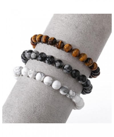 Mens Beaded Bracelets Matte Lava Rock Volcanic Stone Beads for Women Stretch Bracelet Fashion Jewelry White,Grey,Brown $9.71 ...