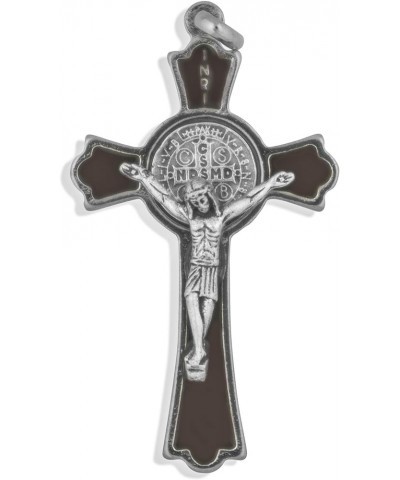 2" Saint Benedict Cross Pendant with Colored Enamel Silver-Brown $8.11 Necklaces