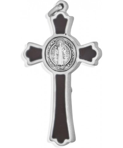 2" Saint Benedict Cross Pendant with Colored Enamel Silver-Brown $8.11 Necklaces