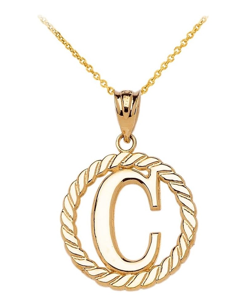 10k Yellow Gold Roped Circle "A-Z" Initial Pendant Necklace 22.0 Inches C $76.99 Necklaces