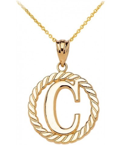 10k Yellow Gold Roped Circle "A-Z" Initial Pendant Necklace 22.0 Inches C $76.99 Necklaces