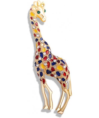 Rhinestone Colorful Giraffe Brooch Pin for Women Girls Unisex Gold Plated Fashion Crystal Big Animal Brooches Lapel Pins Cute...