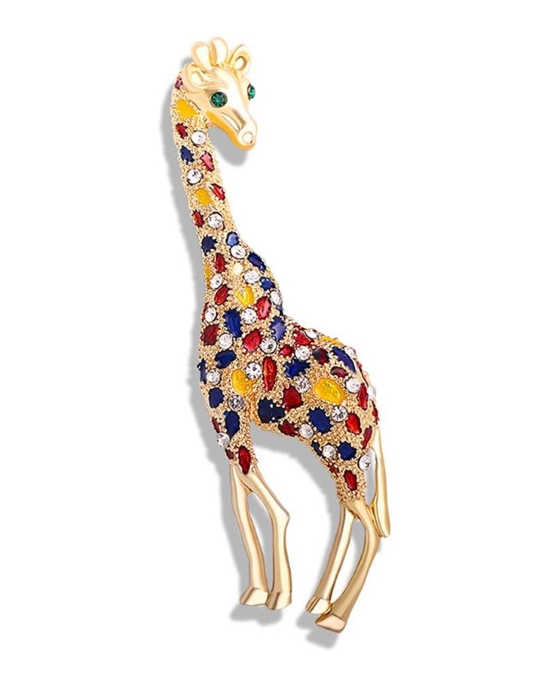 Rhinestone Colorful Giraffe Brooch Pin for Women Girls Unisex Gold Plated Fashion Crystal Big Animal Brooches Lapel Pins Cute...