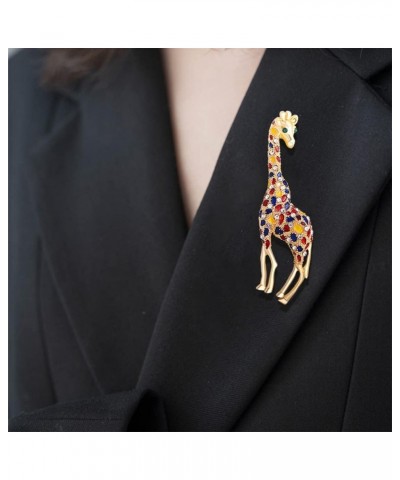 Rhinestone Colorful Giraffe Brooch Pin for Women Girls Unisex Gold Plated Fashion Crystal Big Animal Brooches Lapel Pins Cute...