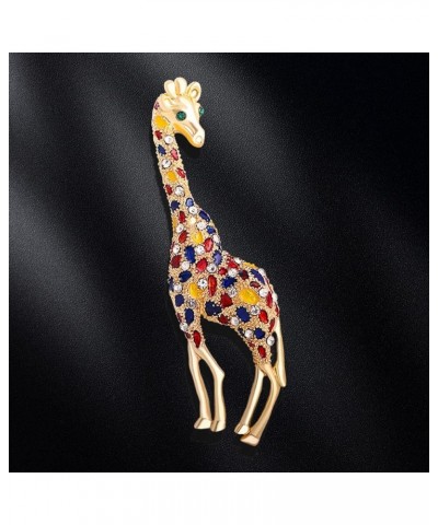 Rhinestone Colorful Giraffe Brooch Pin for Women Girls Unisex Gold Plated Fashion Crystal Big Animal Brooches Lapel Pins Cute...