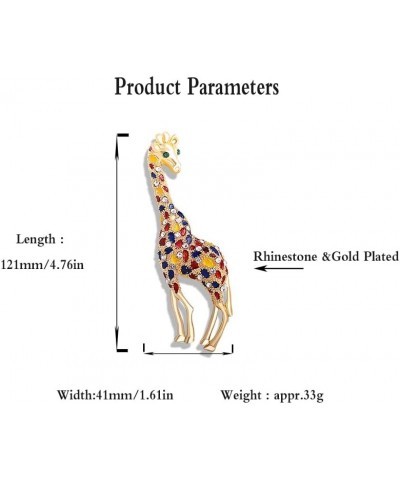 Rhinestone Colorful Giraffe Brooch Pin for Women Girls Unisex Gold Plated Fashion Crystal Big Animal Brooches Lapel Pins Cute...