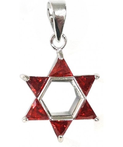 Brass Cubic Zirconia Star of David Pendant Red $10.84 Pendants