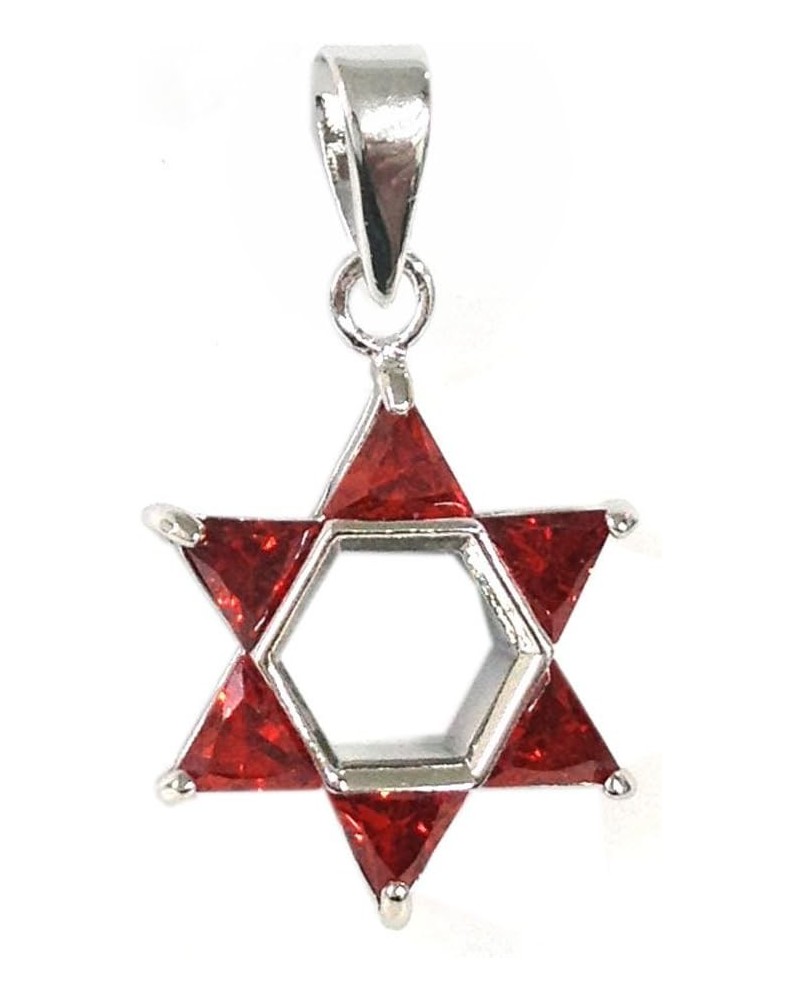 Brass Cubic Zirconia Star of David Pendant Red $10.84 Pendants