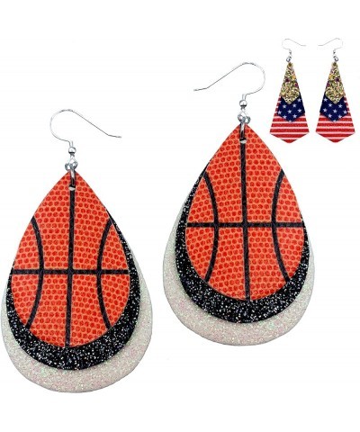 Basketball Earrings for Women - Basketball Earrings for Girls - Basketball Gifts - Basketball Jewelry - USA Flag Earrings - B...