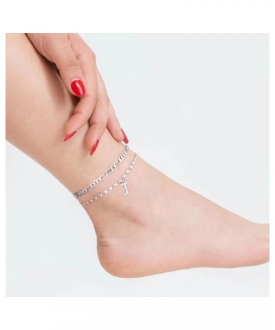 Ankle Bracelets for Women, 14K Gold Plated Dainty Layered Figaro Chain CZ initial Anklets Set Summer Jewelry Gifts for Women ...