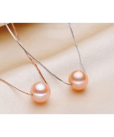 Pearl Necklace for Women Floating Single Simple Freshwater/Tahitian Pearl Pendant Necklaces with Sterling Silver 18 inch Chai...