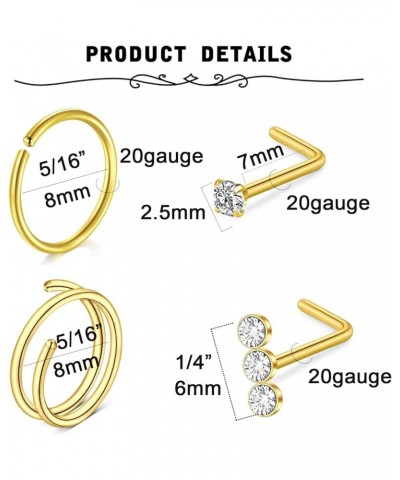 Nose Rings Nose Rings Hoops Nose Studs Nose Rings for Women Surgical Steel Nose Hoops 20 gauge 18 gauge Nose Piercing Jewelry...