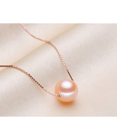 Pearl Necklace for Women Floating Single Simple Freshwater/Tahitian Pearl Pendant Necklaces with Sterling Silver 18 inch Chai...