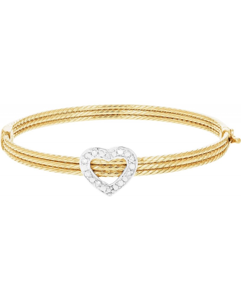 1/5 cttw Diamond Bangle Bracelet Yellow Gold Plated Over Sterling Silver Cable $33.65 Bracelets