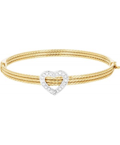 1/5 cttw Diamond Bangle Bracelet Yellow Gold Plated Over Sterling Silver Cable $33.65 Bracelets