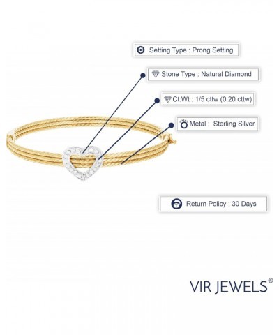 1/5 cttw Diamond Bangle Bracelet Yellow Gold Plated Over Sterling Silver Cable $33.65 Bracelets