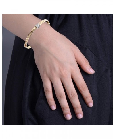 1/5 cttw Diamond Bangle Bracelet Yellow Gold Plated Over Sterling Silver Cable $33.65 Bracelets