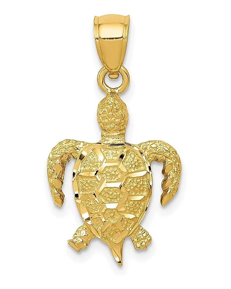 14k Yellow Gold Sea Turtle Necklace Charm Pendant Fish Life Amphibian Reptile Fine Jewelry For Women Gifts For Her $91.10 Pen...