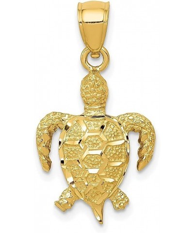 14k Yellow Gold Sea Turtle Necklace Charm Pendant Fish Life Amphibian Reptile Fine Jewelry For Women Gifts For Her $91.10 Pen...