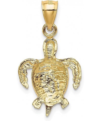 14k Yellow Gold Sea Turtle Necklace Charm Pendant Fish Life Amphibian Reptile Fine Jewelry For Women Gifts For Her $91.10 Pen...