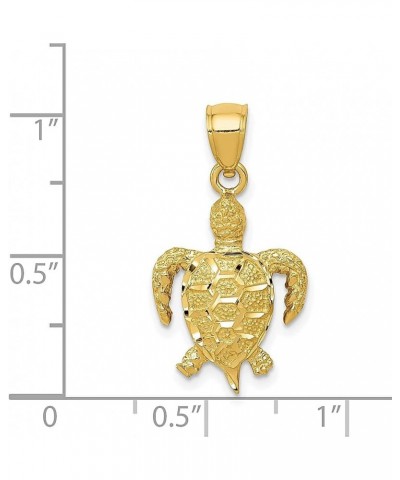 14k Yellow Gold Sea Turtle Necklace Charm Pendant Fish Life Amphibian Reptile Fine Jewelry For Women Gifts For Her $91.10 Pen...