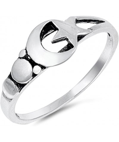 Moon Star Universe Oxidized Fashion Ring New 925 Sterling Silver Band Sizes 4-10 $9.87 Rings