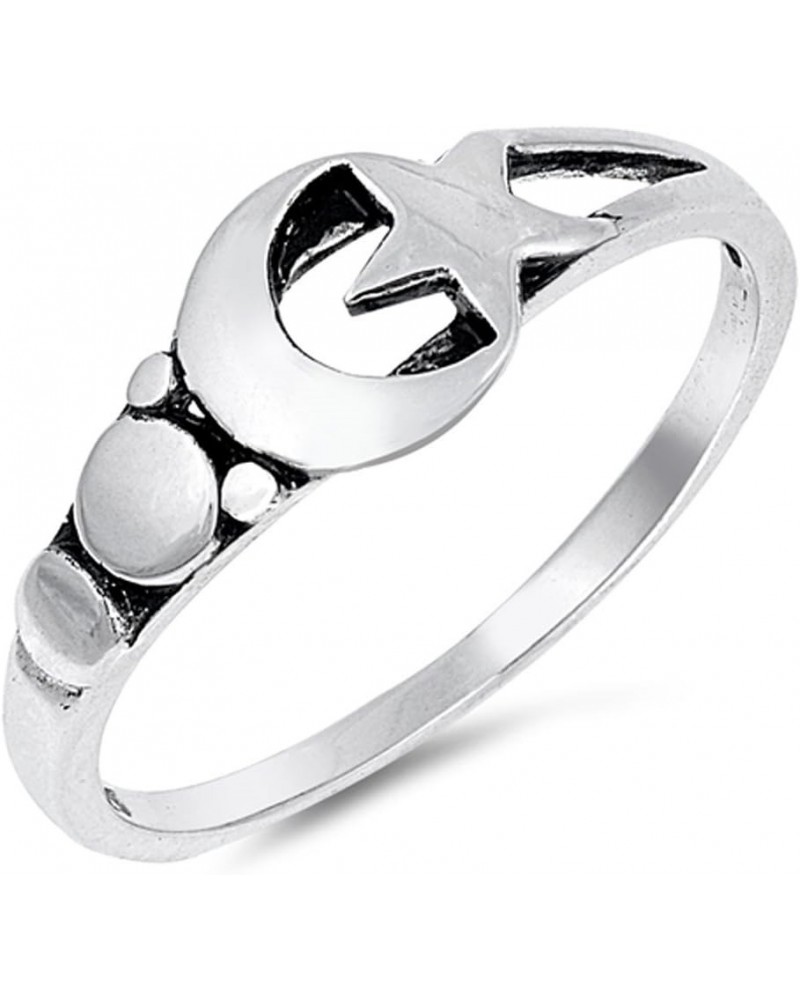 Moon Star Universe Oxidized Fashion Ring New 925 Sterling Silver Band Sizes 4-10 $9.87 Rings