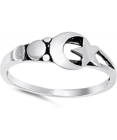 Moon Star Universe Oxidized Fashion Ring New 925 Sterling Silver Band Sizes 4-10 $9.87 Rings