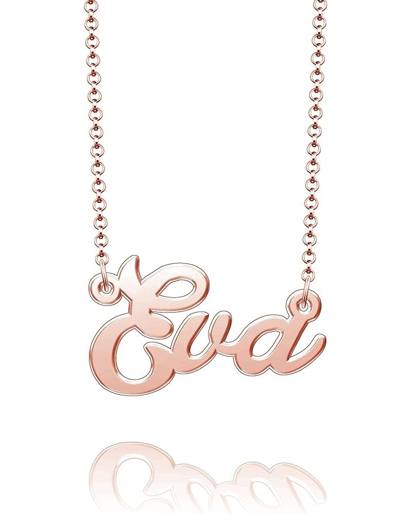 Sterling Silver Pendant Customized Plate Personalized Name Necklace Gift for Women Couple Eva Rose Gold $10.49 Necklaces