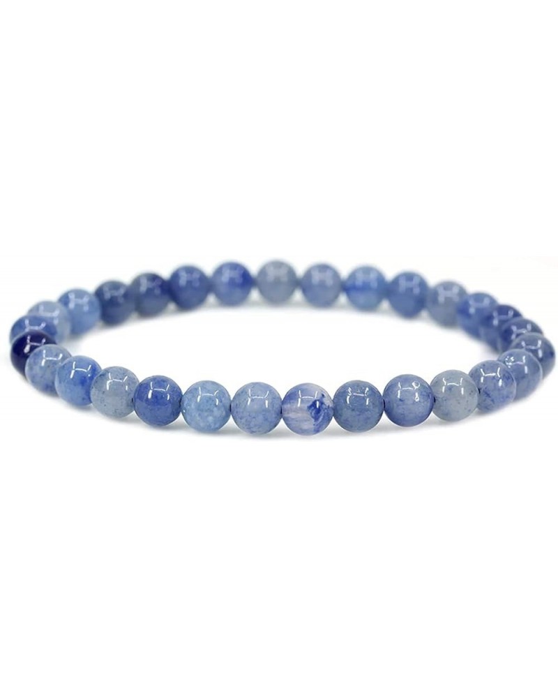 Gem Semi Precious Gemstone 6mm Round Beads Stretch Bracelet 7" Unisex Blue Aventurine $7.14 Bracelets