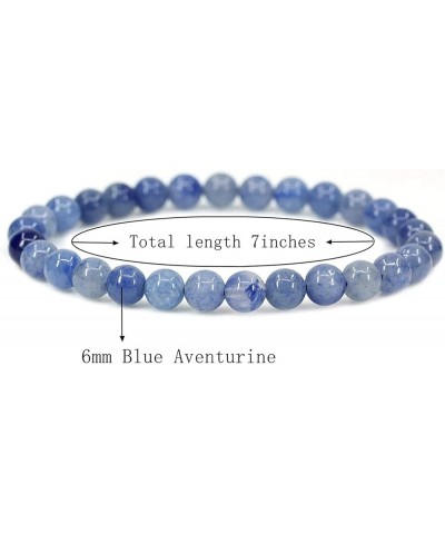 Gem Semi Precious Gemstone 6mm Round Beads Stretch Bracelet 7" Unisex Blue Aventurine $7.14 Bracelets