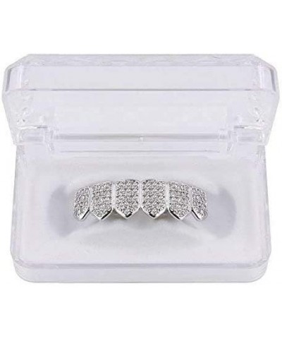 18K Gold Plated Macro Pave CZ Iced-Out Grillz with Molding Bars Included Silver bottom $13.16 Body Jewelry