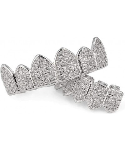 18K Gold Plated Macro Pave CZ Iced-Out Grillz with Molding Bars Included Silver bottom $13.16 Body Jewelry