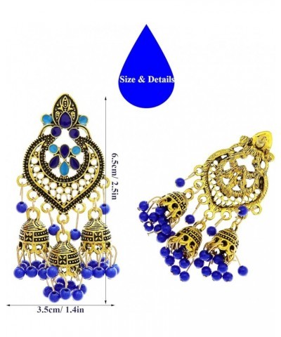 Tribal Vintage Crescent Blue Stone Jhumki Jhumka Banjara Kuchi Belly Dance Gypsy Earrings Boho Indian Vintage Gold $7.97 Earr...