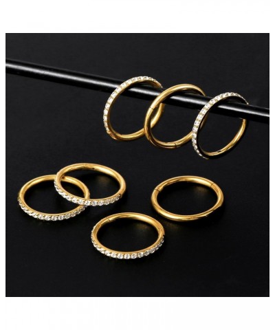 10 PCS 16G Seamless Septum Nose Piercing Rings Zirconia Segment Tragus Hoop Rings 316 Stainless Steel Helix Ring Stack Clicke...