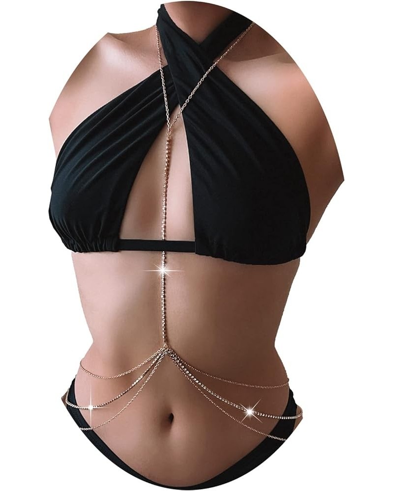 Rhinestone Body Chains Jewelry For Women And Girls Sexy Belly Waist Chain Bikini Beach Accessories Gold color $7.26 Body Jewelry